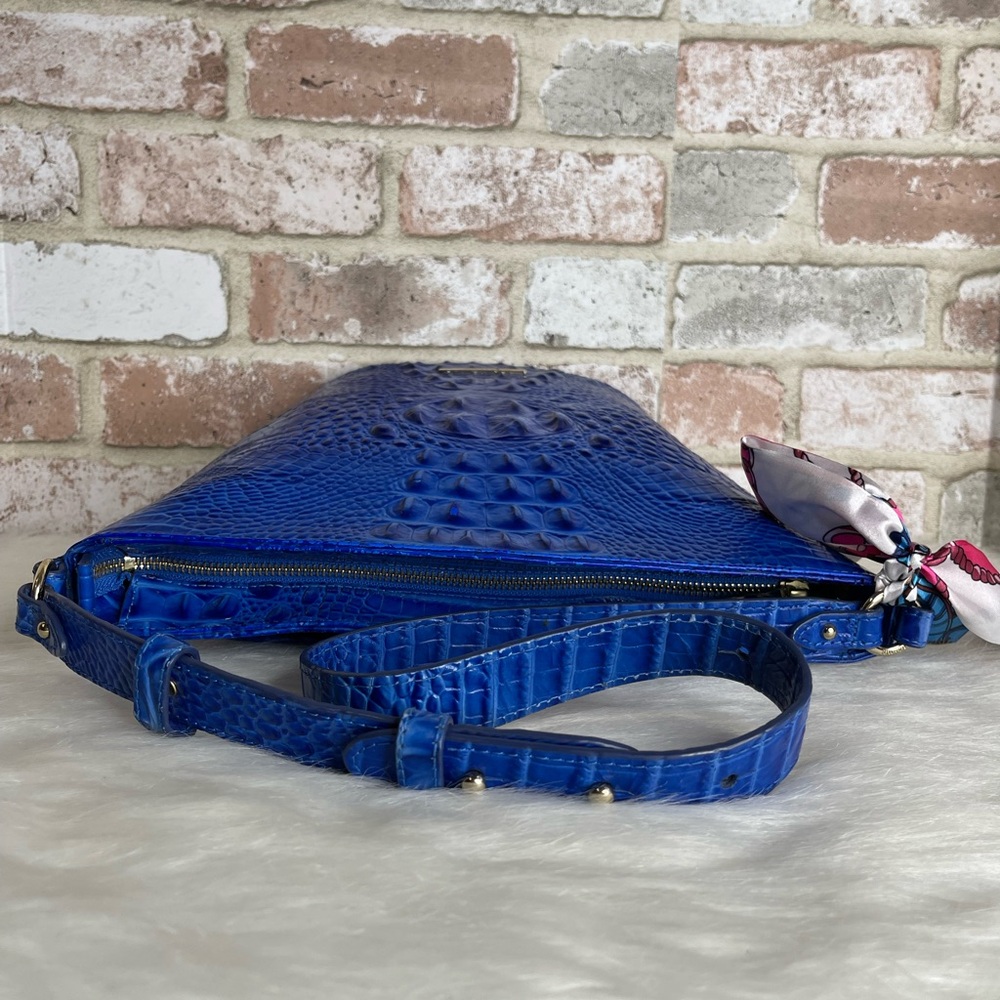 Brahmin Blue Croc-Embossed Shoulder Bag - Picture 6 of 14
